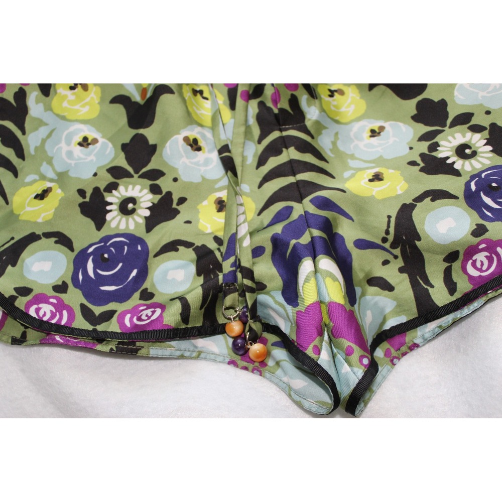 Zara Womens Floral Print Satin Shorts Green Purple Women size S  RN77302 NWT - Picture 8 of 10
